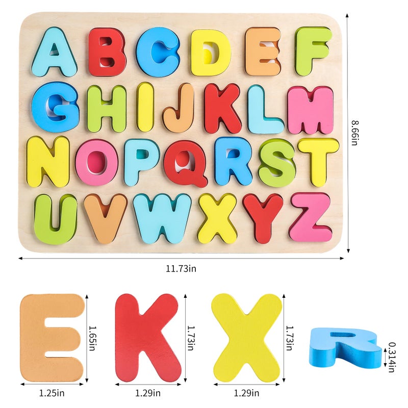 Aile Toddler Wooden Preschool Learning Alphabet Peg Puzzle Board Toys - Image 2